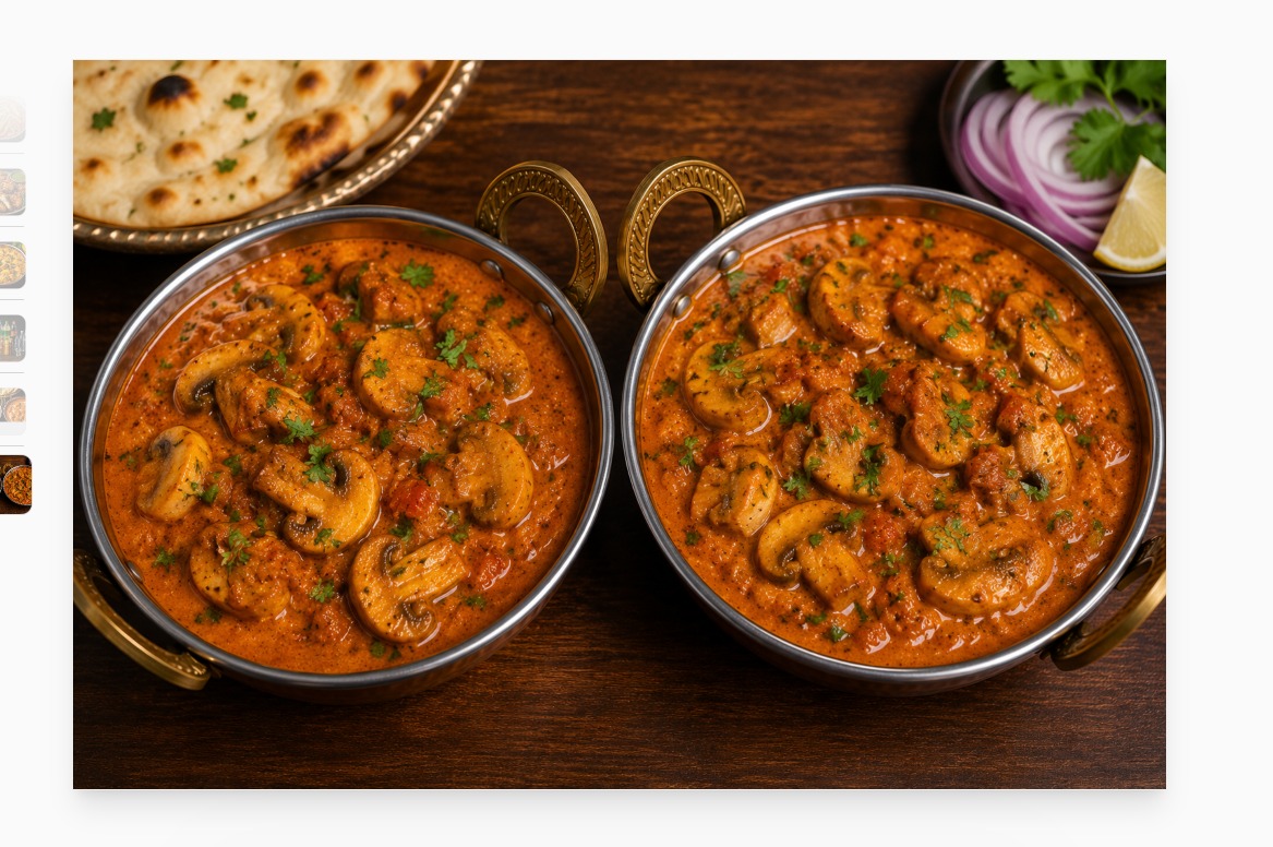 2 für 1 Mashroom Masala – Taj Samarkand Restaurant Neuss